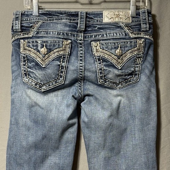 Miss Me Chloe Boot Jeans Women 30 Mid Rise Embellished 30x30 Distressed Bling - Picture 10 of 16